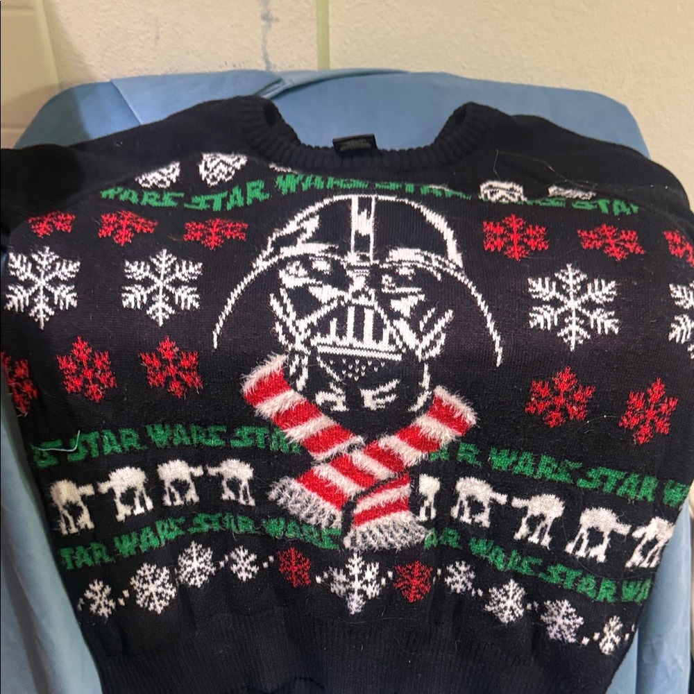 Star Wars Men's Black Darth Vader Holiday Cardigan Sweater